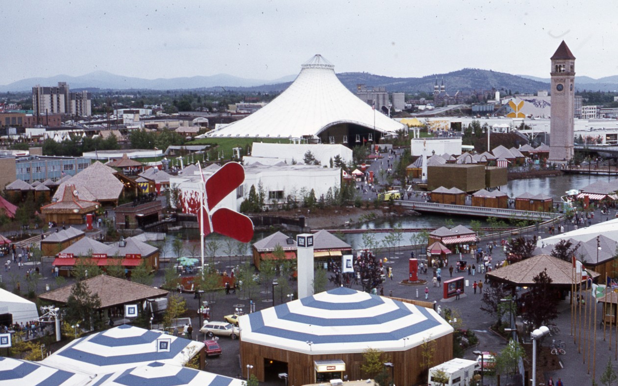 Expo 74 Spokane Washington looking northeast v2